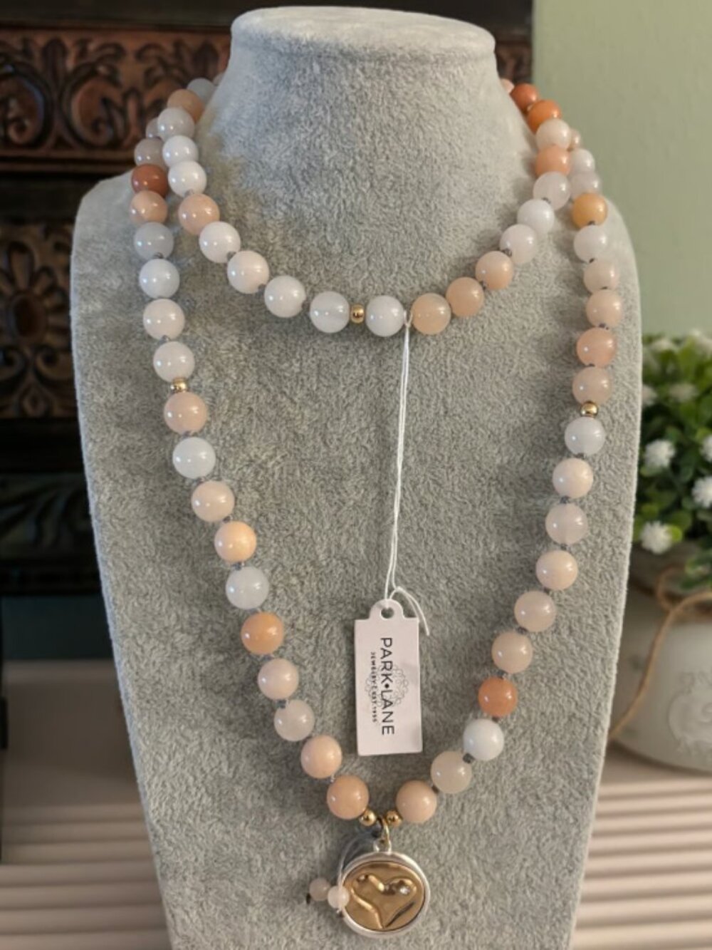 Park Lane Beaded Necklace with Heart Stamped Pendant